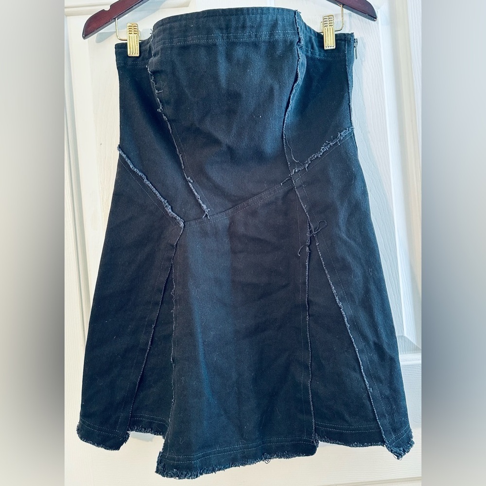 URBAN OUTFITTERS M Bustier Grunge Deconstructed Blk Denim Sleeveless Mini Dress